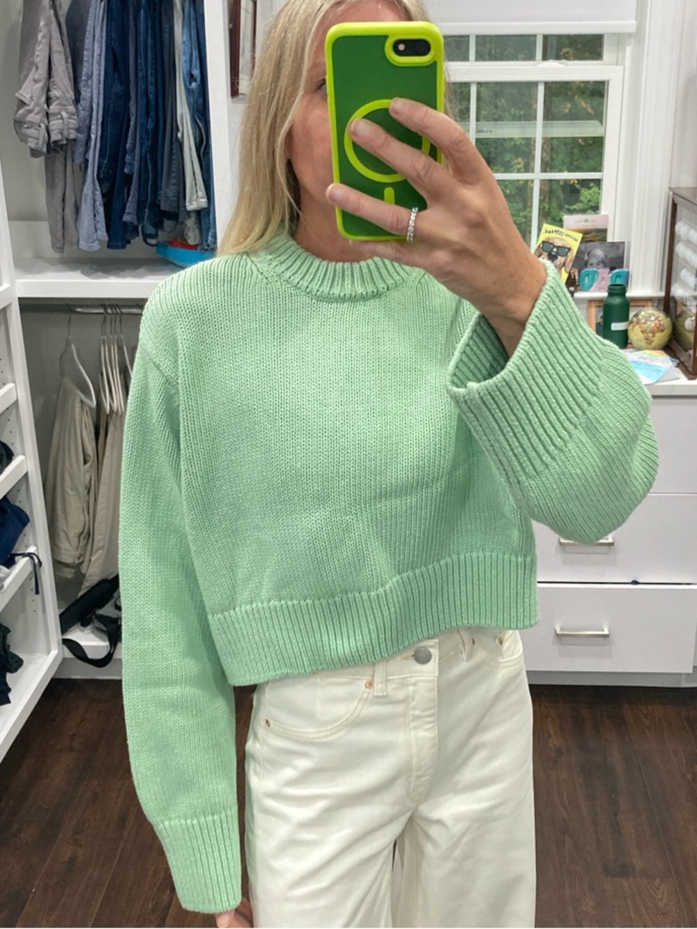 Tuckernuck Mint Green Cropped Crewneck Sweater